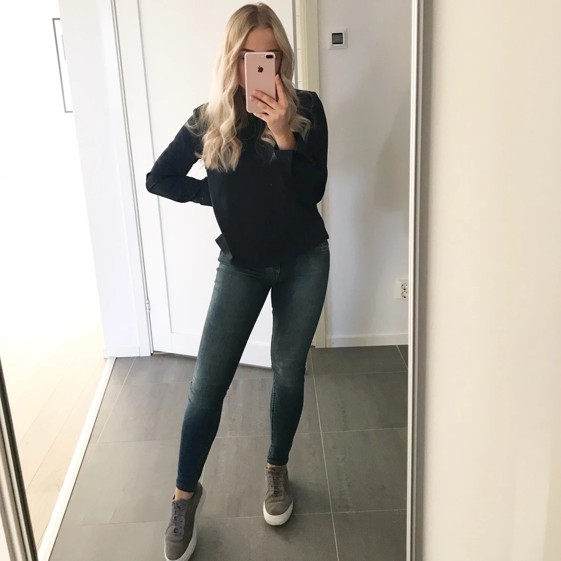 Mörkblå sidenblus - 90