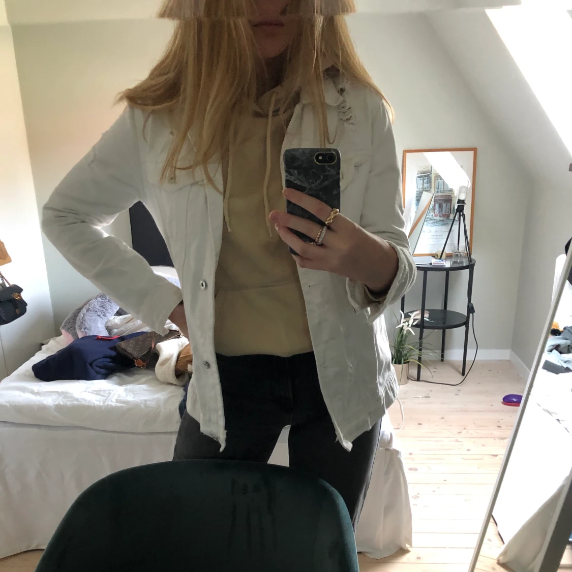 Vit sliten jeansjacka - 90