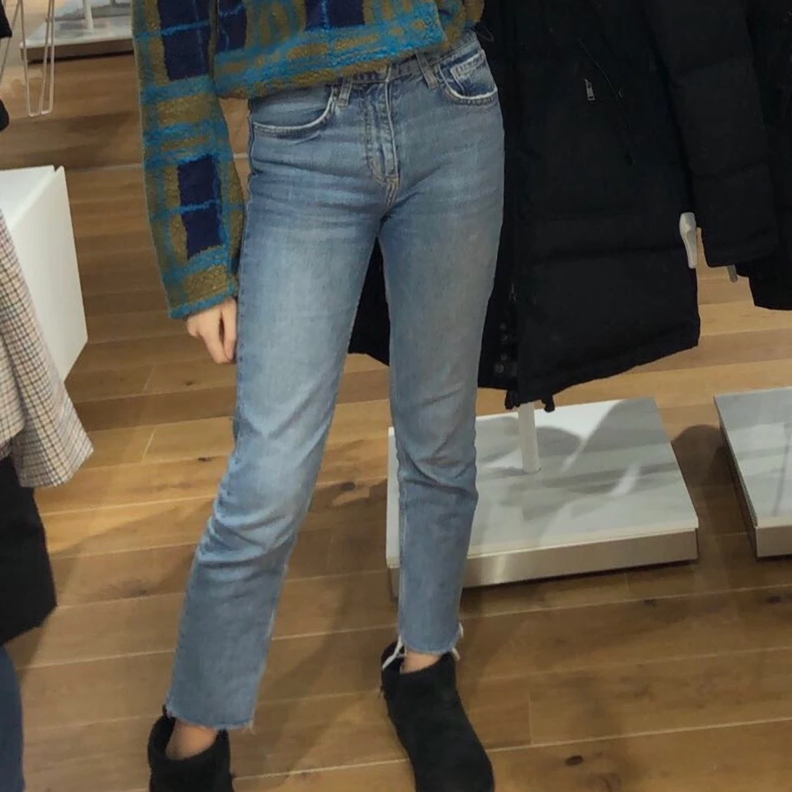 Blå mom jeans zara