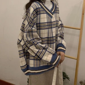 Blå Plaid sweatshirt/jumper - Oversized rutig blå sweatshirt. 