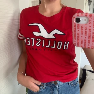 Två hollister t-shirts  - En röd och en gul t-shirt från Hollister med märket som tryck på. Bra skick! 40kr/st men 60kr för båda. Köparen står för frakten (:
