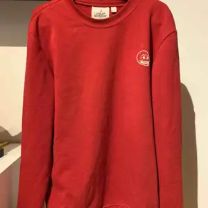 Röd cheap monday tröja i storlek S (tror dock att det är herrstorlek så skulle säga att den är som en M/L). Använd ganska mycket men är i bra skick! Ganska stor i axlarna:)