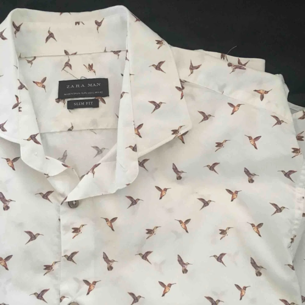 Vit skjorta från zara med tryck av fåglar!   Kontakt:  0732500530(nås på sms) Köparen står för frakten!. Skjortor.