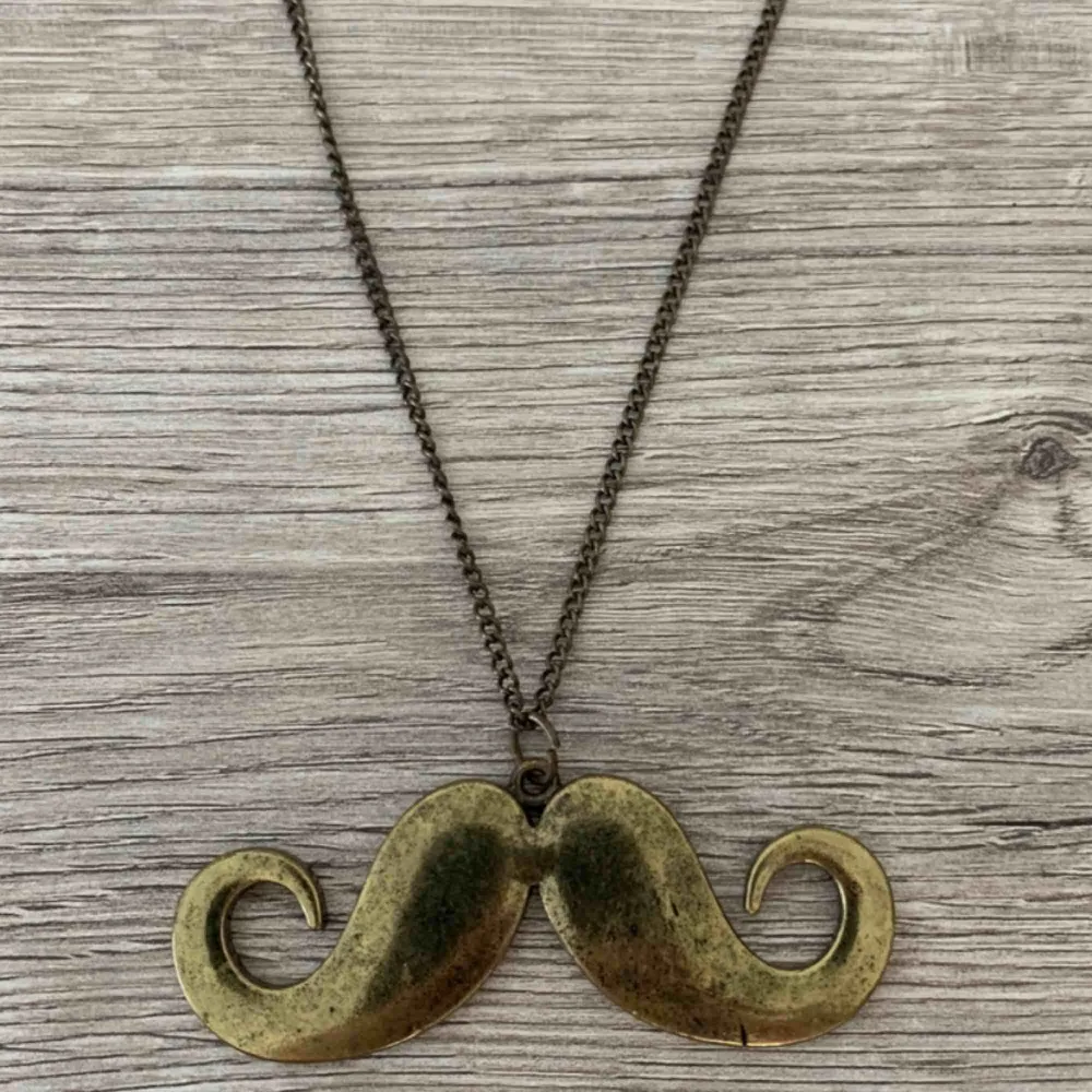 Coolt halsband i bronsfärg med längre kedja. (Skulle tro att kedjan går till cirka halva magen) hänget är en bronsfärgad mustasch. . Accessoarer.