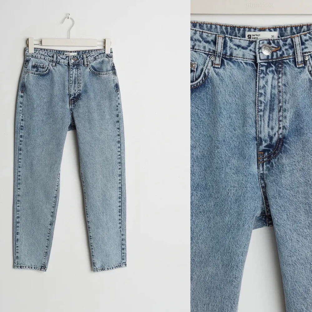 Superfina light wash mom jeans ”dagny petite mom jeans mid blue snow” från gina tricot, strl 34/XS. Aldrig använda, med alla etiketter på. Finns i Göteborg/Stockholm. Slutsålda i butik. Inköpspris 499kr. . Jeans & Byxor.