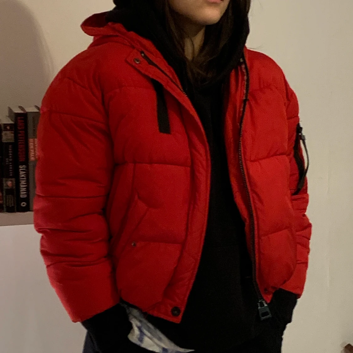 Röd Oversized Pufferjacka🍎