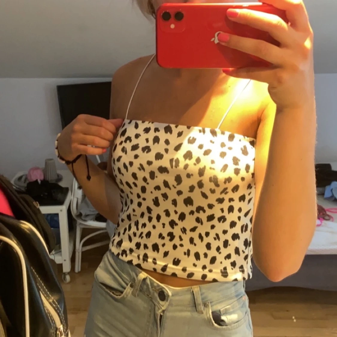 Leopard linne med smala band