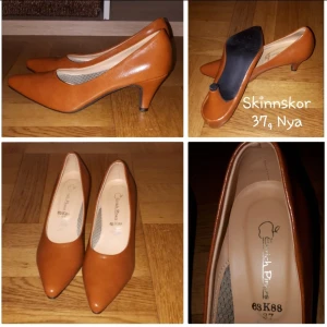Läder pumps, 37 - Bruna pumps i läder. Storlek 37.  Klackhöjd 6cm.  Oanvända.