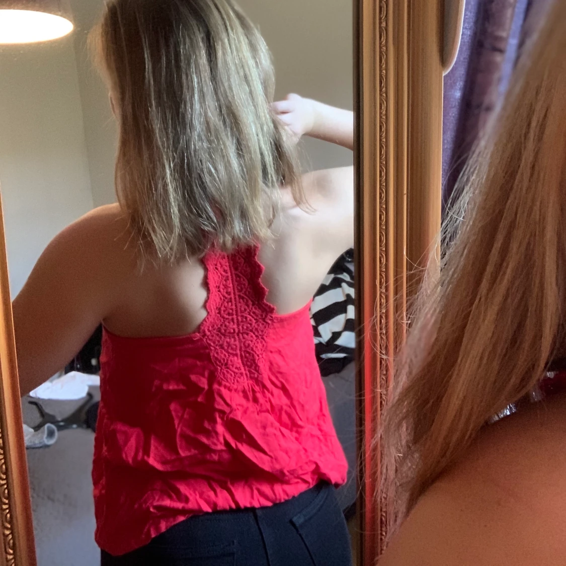 Rosa/rött finare linne! - 90