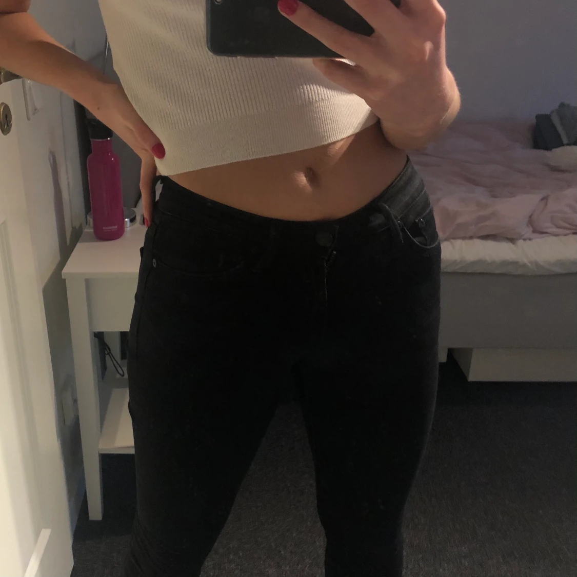 Lågmidjade svarta jeans - 90