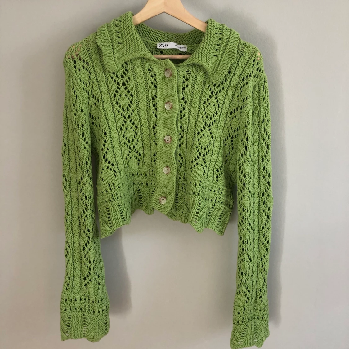 Zara populär grön stickad tröja kofta  - 91