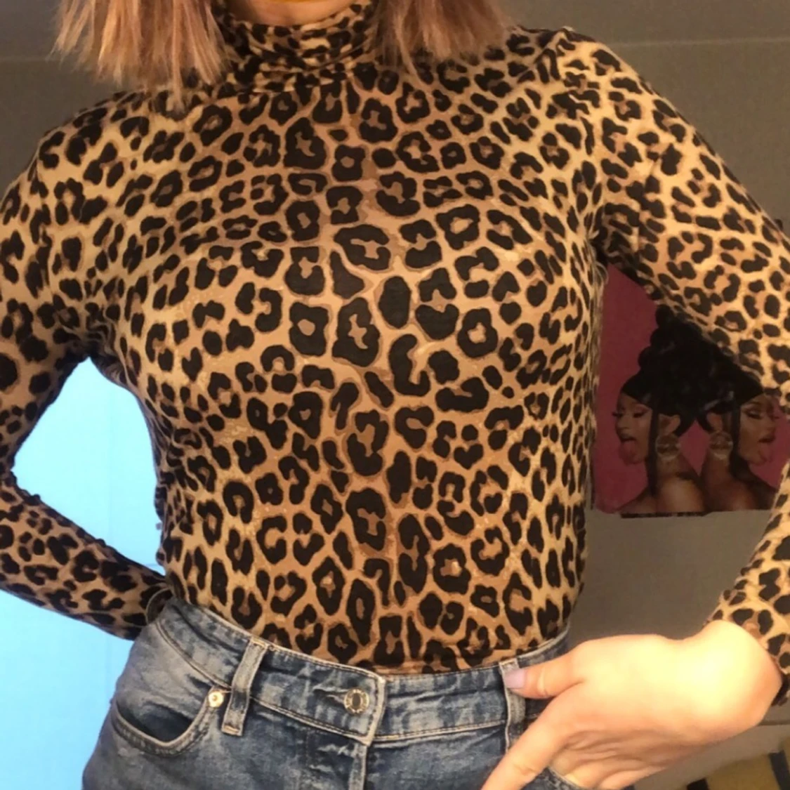 turtleneck topp i leopard
