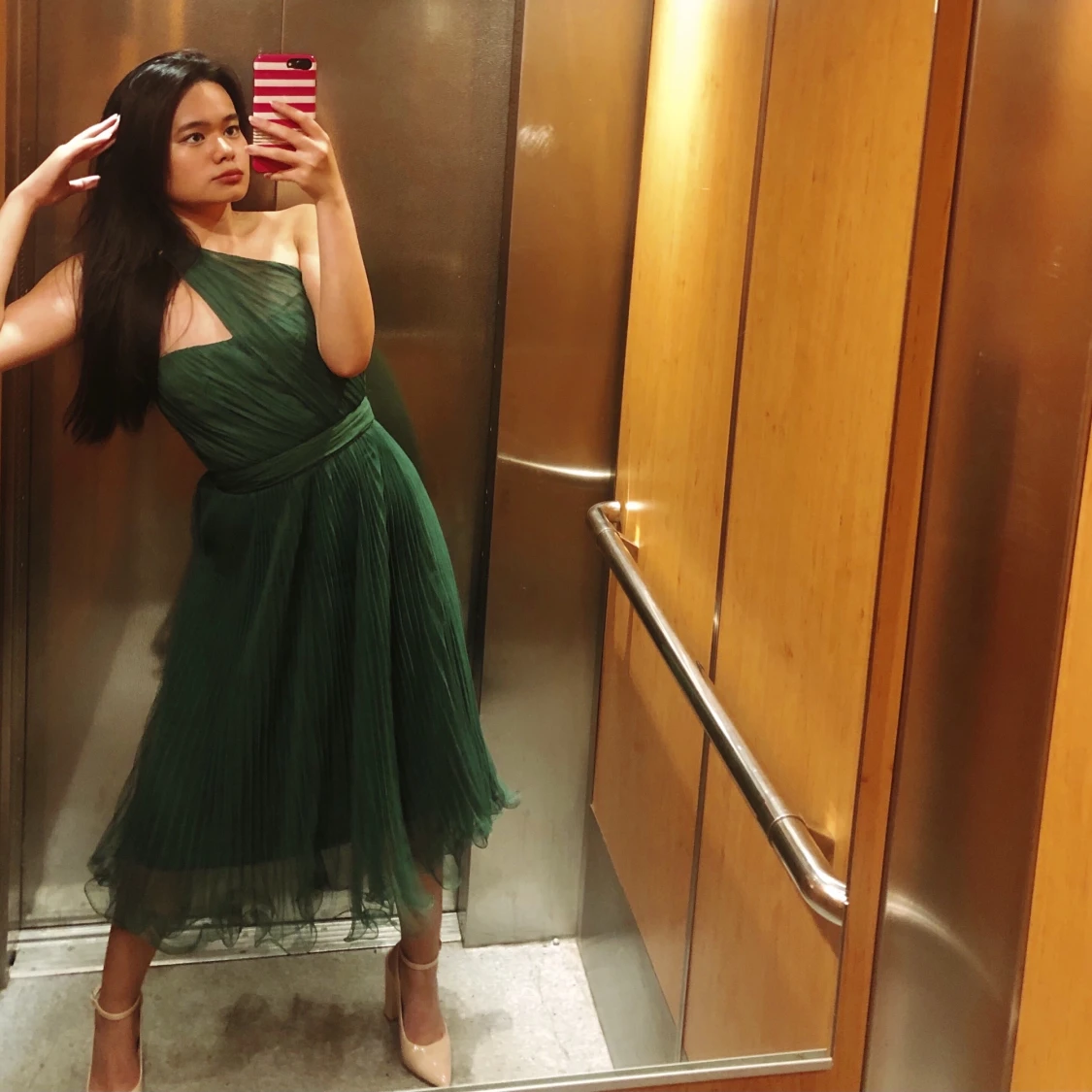 Tulle midi one shoulder dress