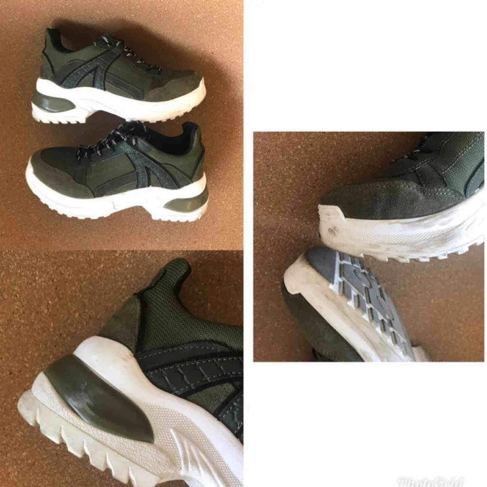 Chunky sneakers från Topshop💚 Storlek 39. Sparsamt använda men fått sig några defekter som syns på bilderna. Frakt 63kr💌. Skor.