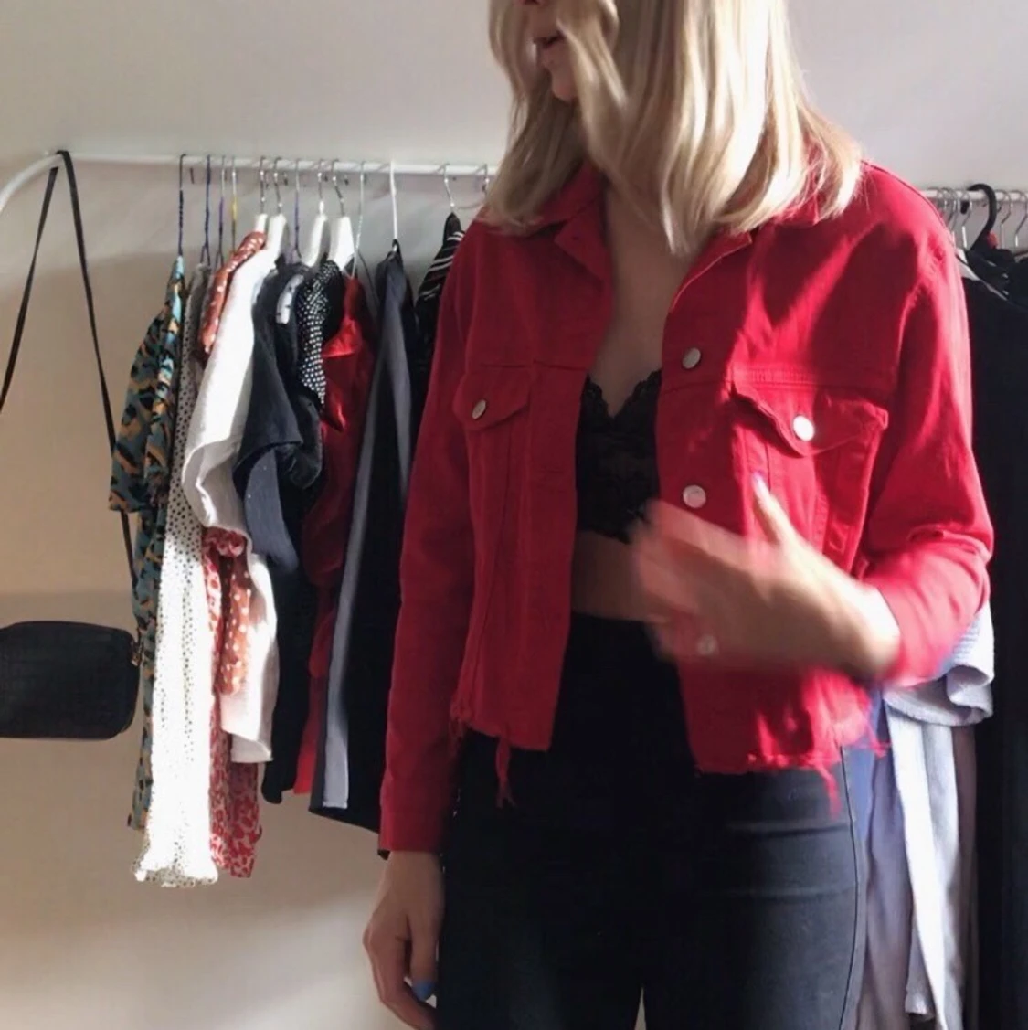 Röd jeansjacka - 90