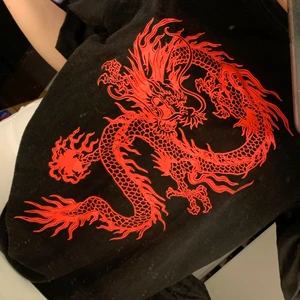 t-shirt - skitsnygg baggy t-shirt med en röd drake på, använd bara några gånger! kan alltid diskutera pris!! 