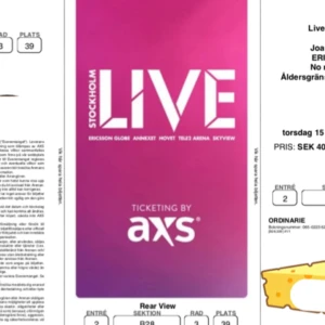  - Säljer biljett till Lady Gaga's konsert i Stockholm på 15:e Februari 2018. Säljer pga jag är utomlands den dag. 