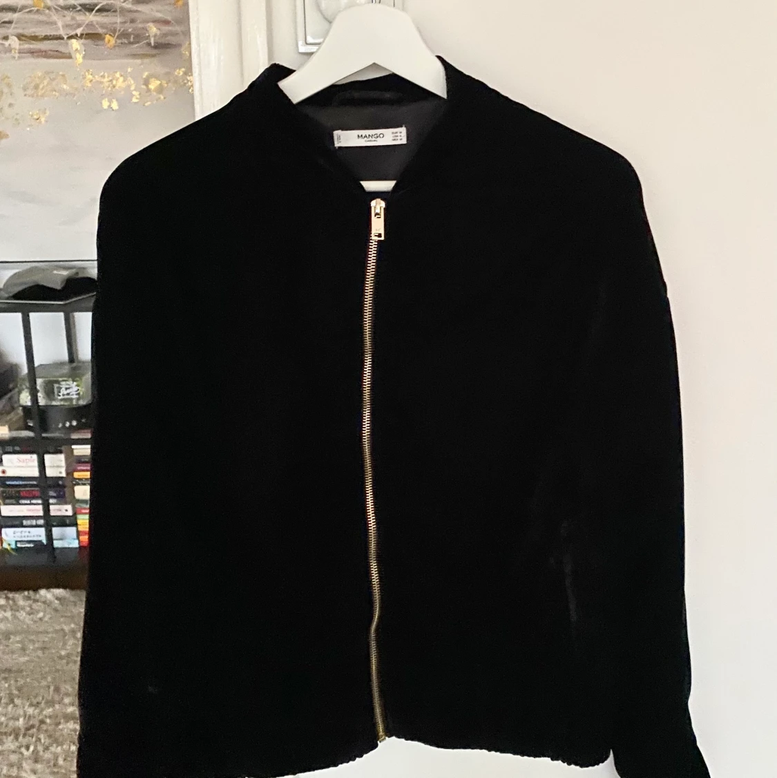Mango velvet black zip bomber jacka