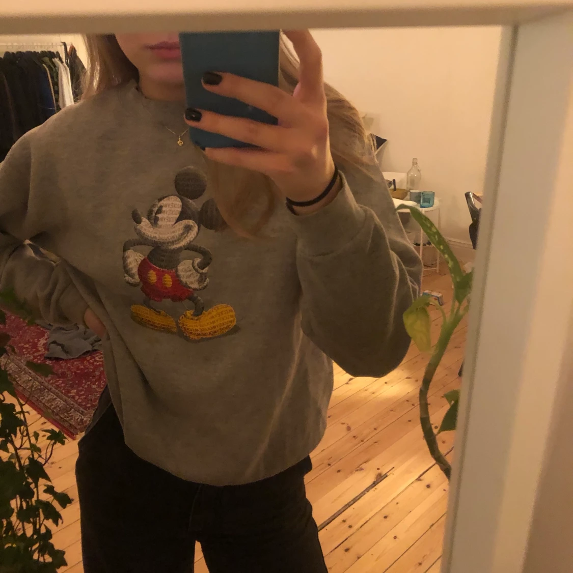 Grå Mickey Mouse collegetröja  - 90