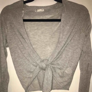  - Tunnt stickad kortare cardigan med slimmade ärmar. Fin att knyta fram. Går även att ha öppen, då blir den längre fram än bak. perfekt en vårdag eller sommarkväll över en top eller klänning. Använd maximalt 4-5 ggr men har varit älskad och varsamt använd.