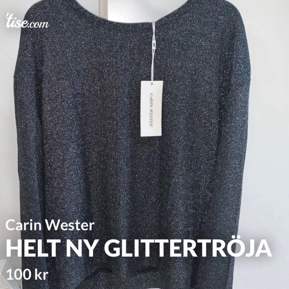Helt ny (prisklapp kvar) glittertröja/blus från Carin Wester! Perfekt till fest eller en utekväll! Ordinariepris: 299 kr. Frakt tillkommer och betalning sker via swish💓 Skicka ett meddelande om du har några frågor, vill diskutera pris eller om du vill ha . Tröjor & Koftor.