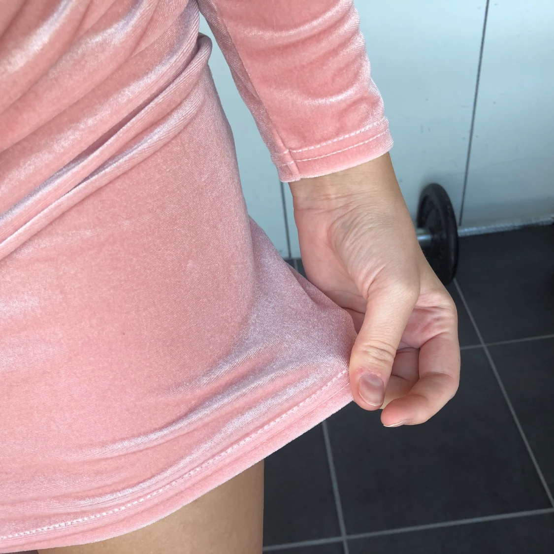 Rosa sammetklänning - 91