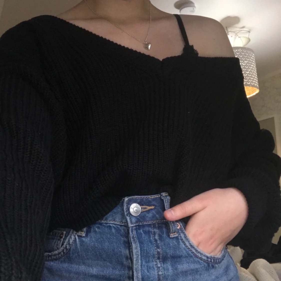 Svart stickad tröja  - 90