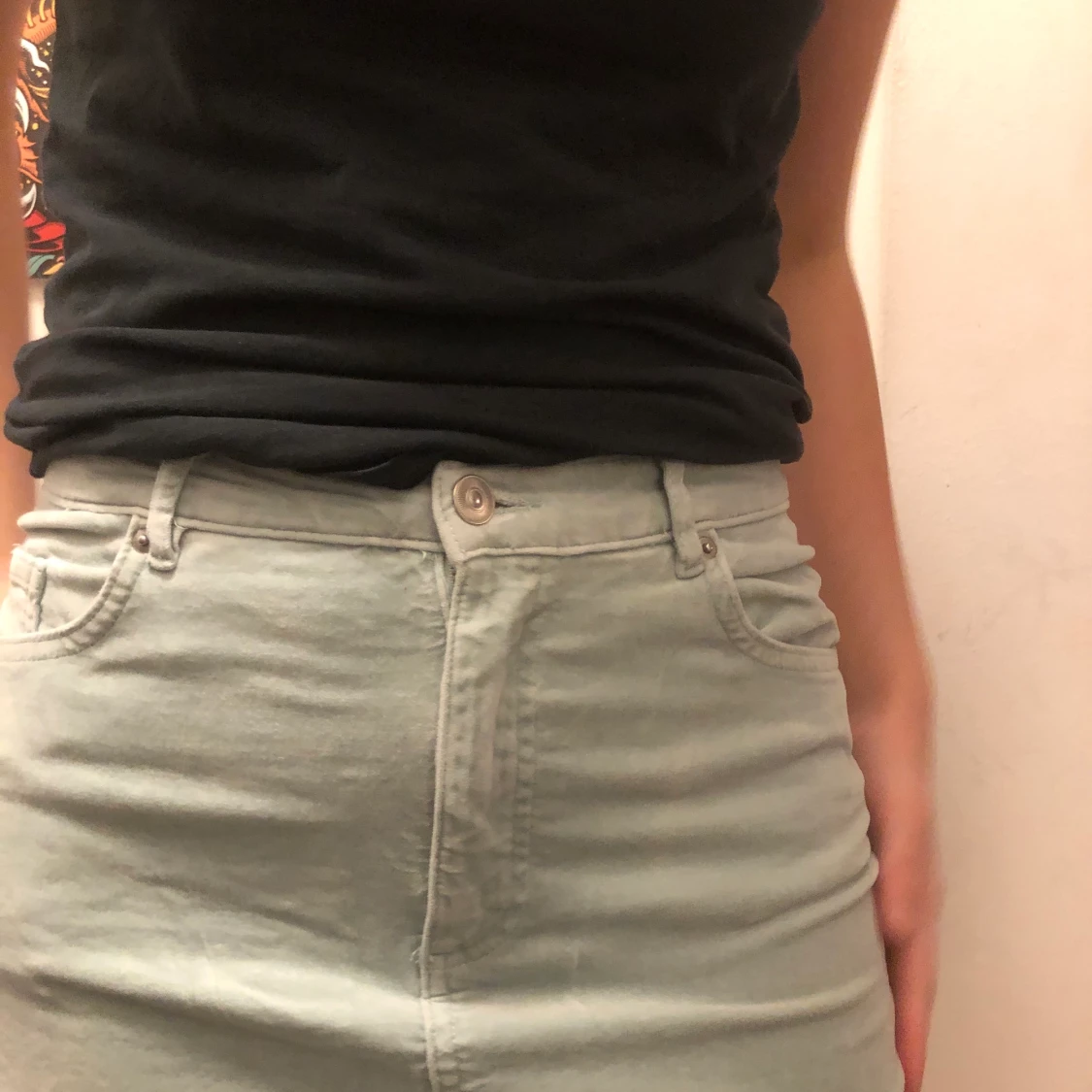 Mintgrön sammetskjol - 91