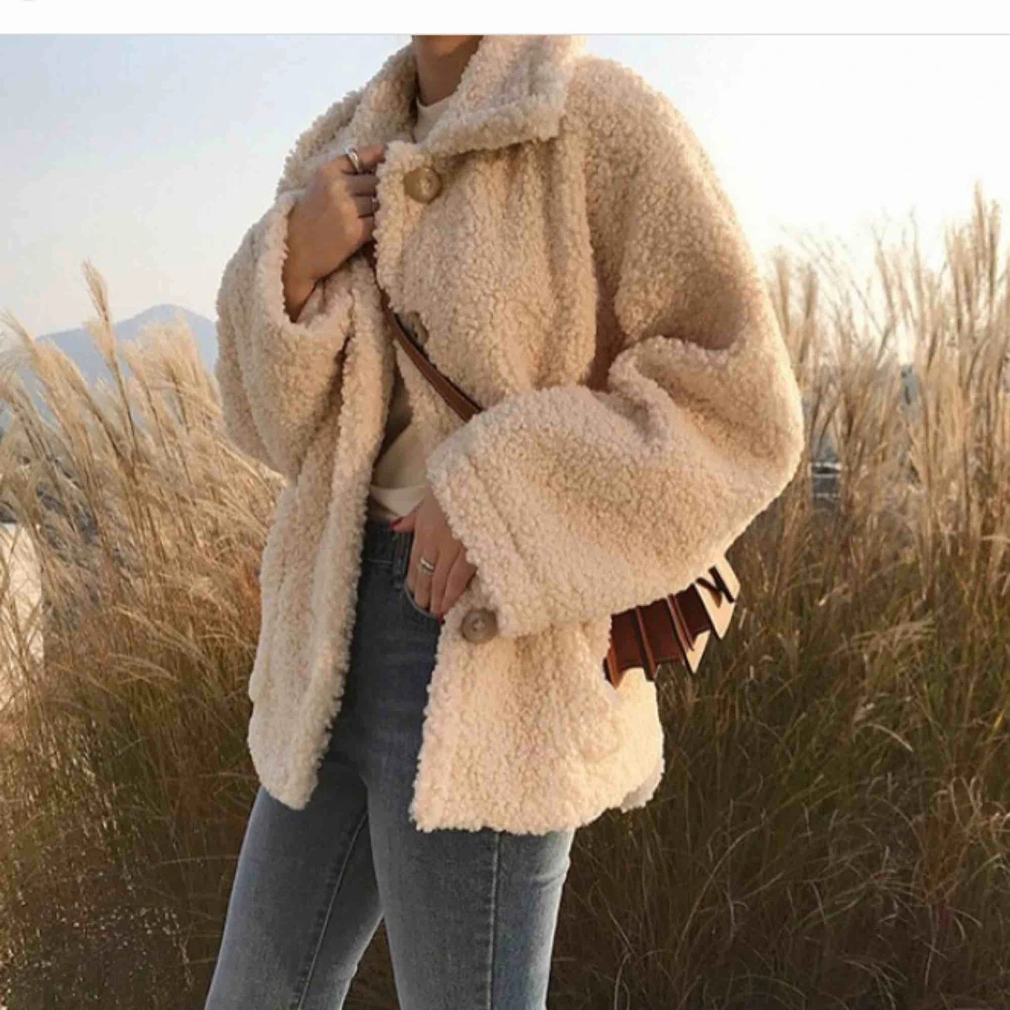 Beige teddyjacka strl S/M - 90