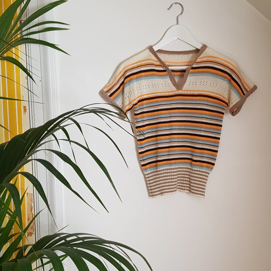 Stickad kortärmad tröja, stl S