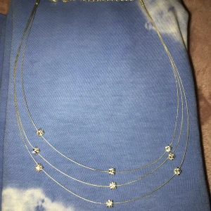 Strasshalsband med flera lager - Ett halsband med väldigt glittrande strass-stenar, i tre lager! Väldigt lätt och minimalistiskt 😍 Kan regleras i olika längd. Fint skick, knappt använt alls! Svårt att fota men verkligen jättefint irl ✨💎