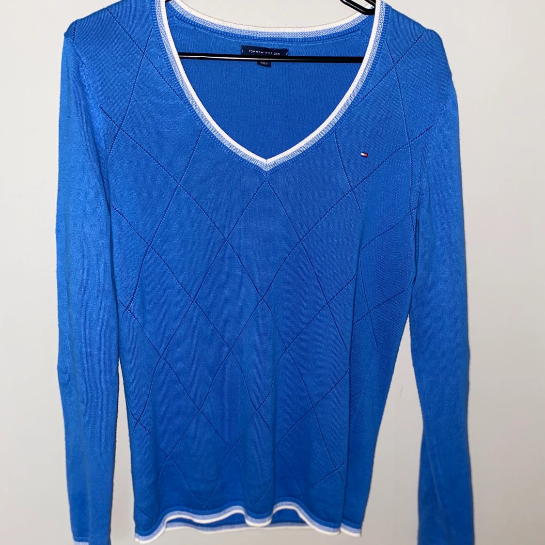 Royalblå stickad tröja - 90