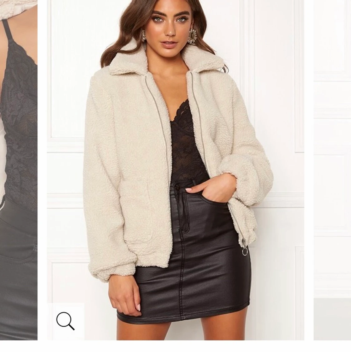 Beige teddyjacka  - 90