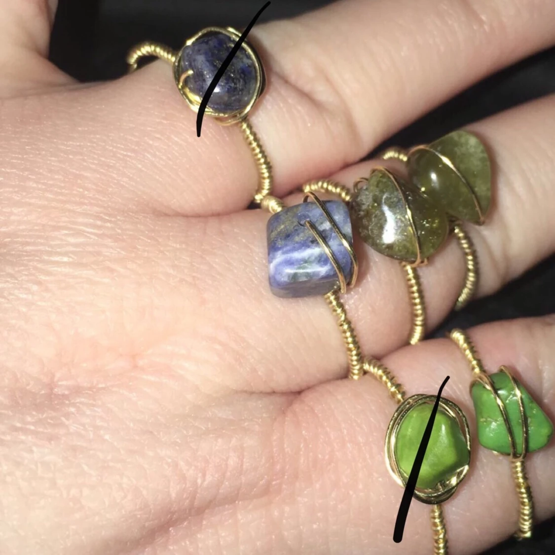 Guldringar med stenar 🌞 - 90