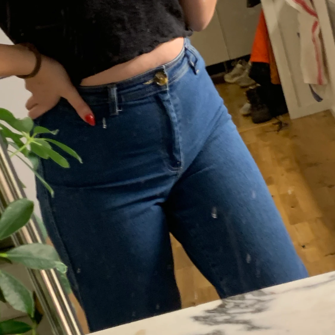 Blåa wide jeans