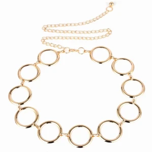  - Guldigt ”bälte” med stora ringar och kedja. 105cm med kedjan inräknat. Cool att ha till jeans osv. Frakt ingår i priset!