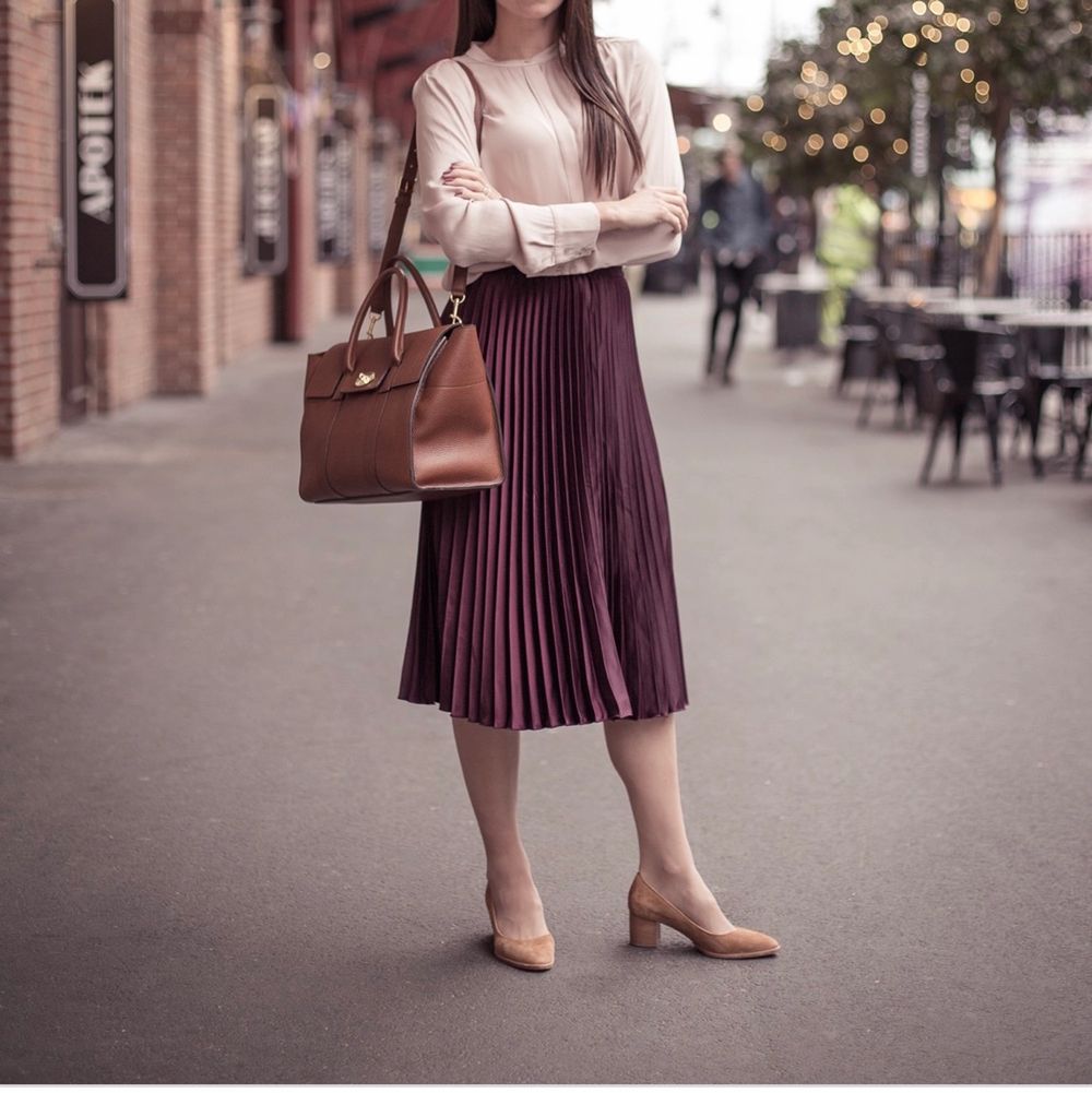 Vinröd/plommonfärgad plisserad kjol | Plick Second Hand