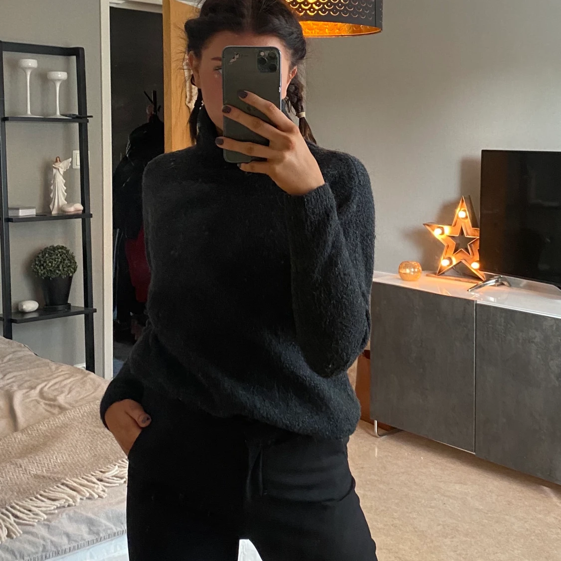 Stickad tröja med polokrage - 90