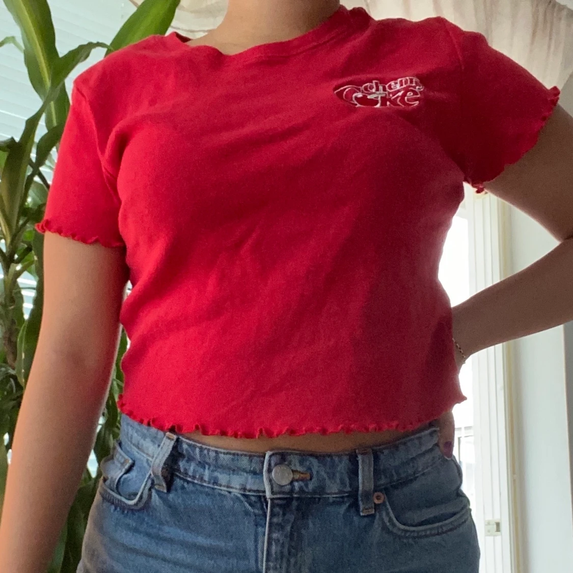 Röd crop top strl M - 91