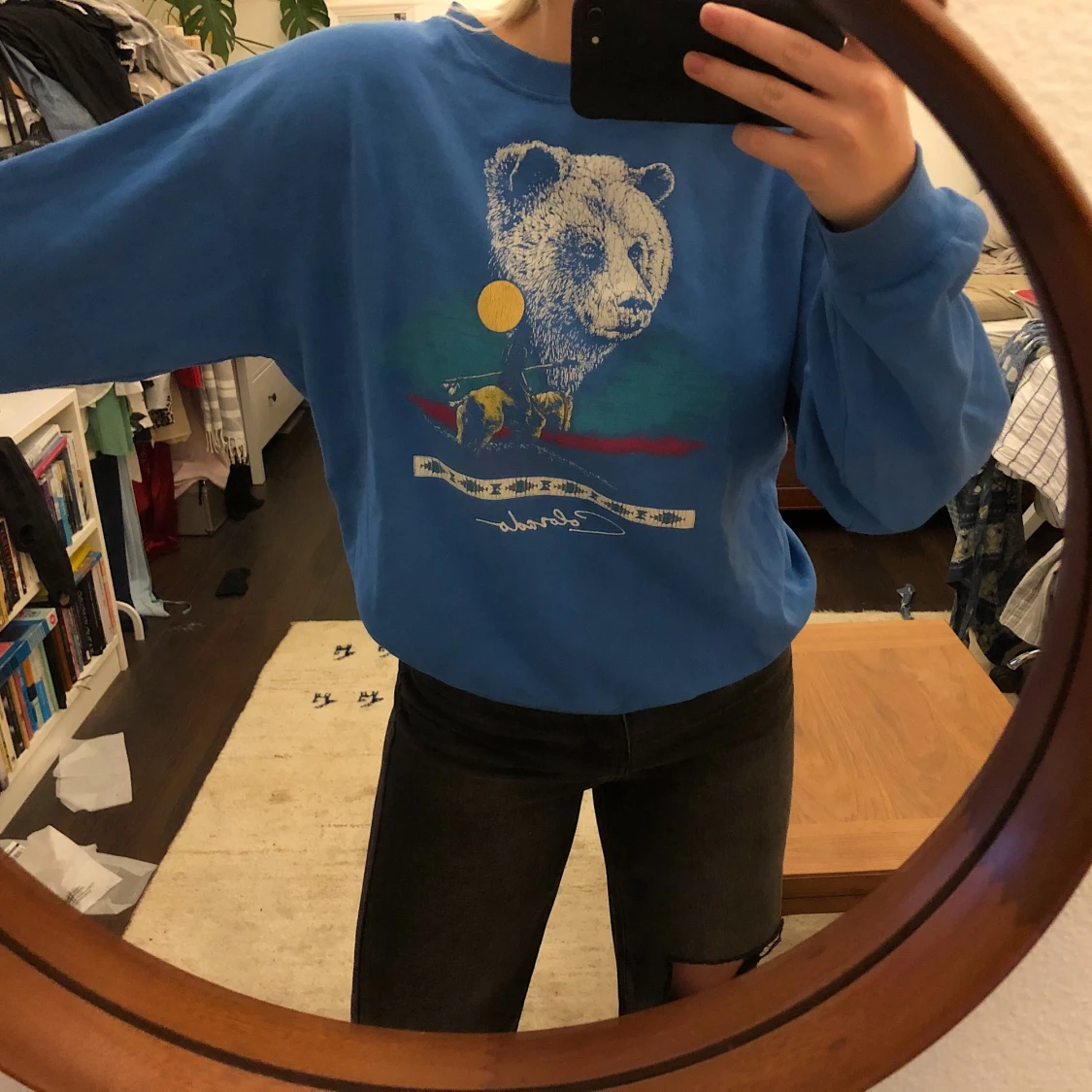 Blå retro collegetröja - 91