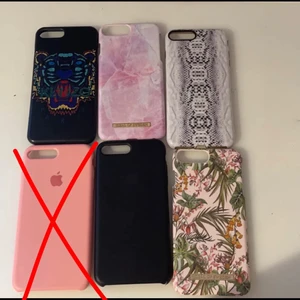  iPhoneskal för 7 så ch 8 plus - Säljer iphonskal för 7och 8 plus då jag har köpt en ny mobil och inte kan använda dem längre. Dem från Apple är lite trasiga och slitna på sidorna och den från ideal of Sweden (sista bilden) är trasig vid kameran. Dem kan man få för billigare pris. Kenzoskalet köptes i London och är INTE äkta. Säljer 50 kr/ st