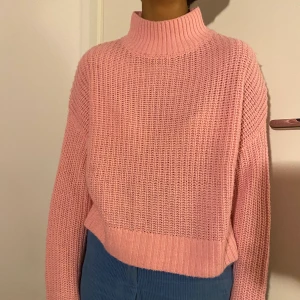Stickad polotröja  - Rosa stickad polotröja från H&M. Lite nopprig, annars inga andra defekter. (Kan skicka närmare bilder om så önskas). Vid flera intresserade blir det budgivning. Köpare står för frakt🍧 