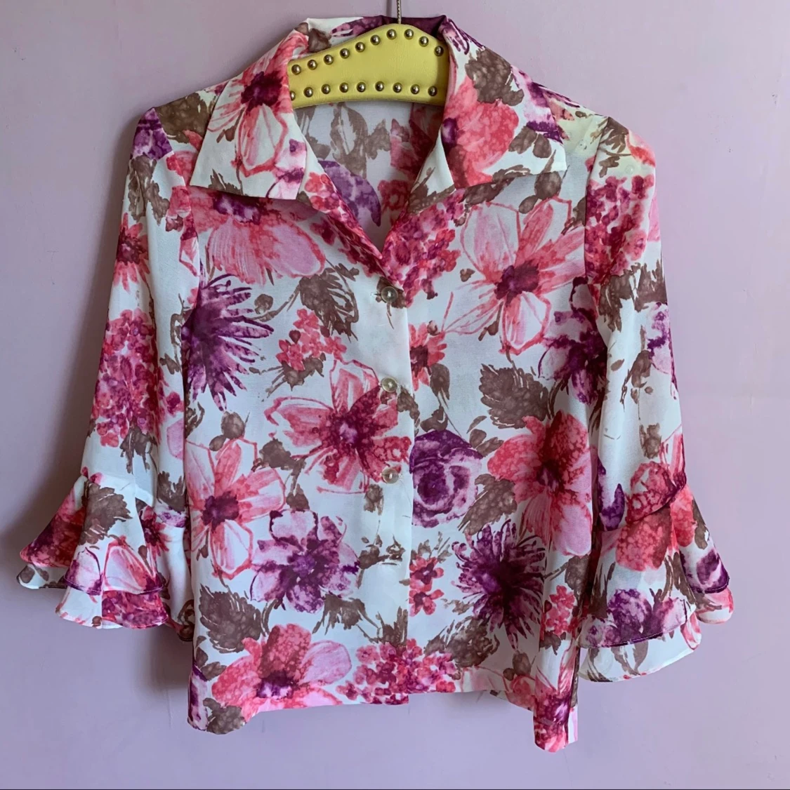 60-tal 70-tal Vintage skjorta trumpetärm - 90