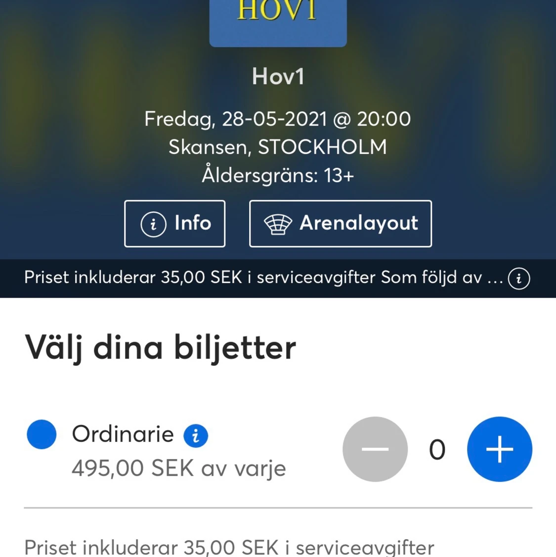 hov1 konsert biljett skansen