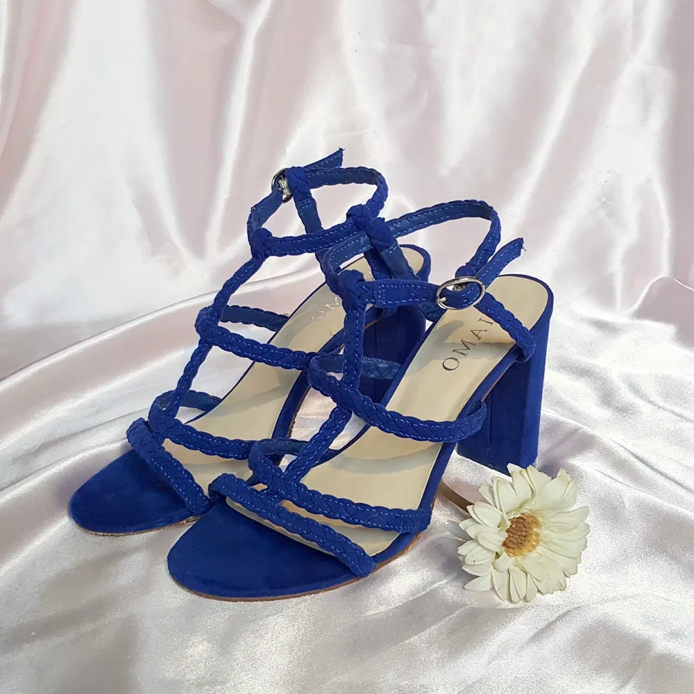 🦋 BEAUTIFUL SUEDE DEEP BLUE SANDALS WITH 8.5cm/3.3