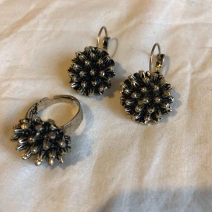  - Kul matchande örhängen och ring. Ringen passar ett finger med 6cm omkrets.