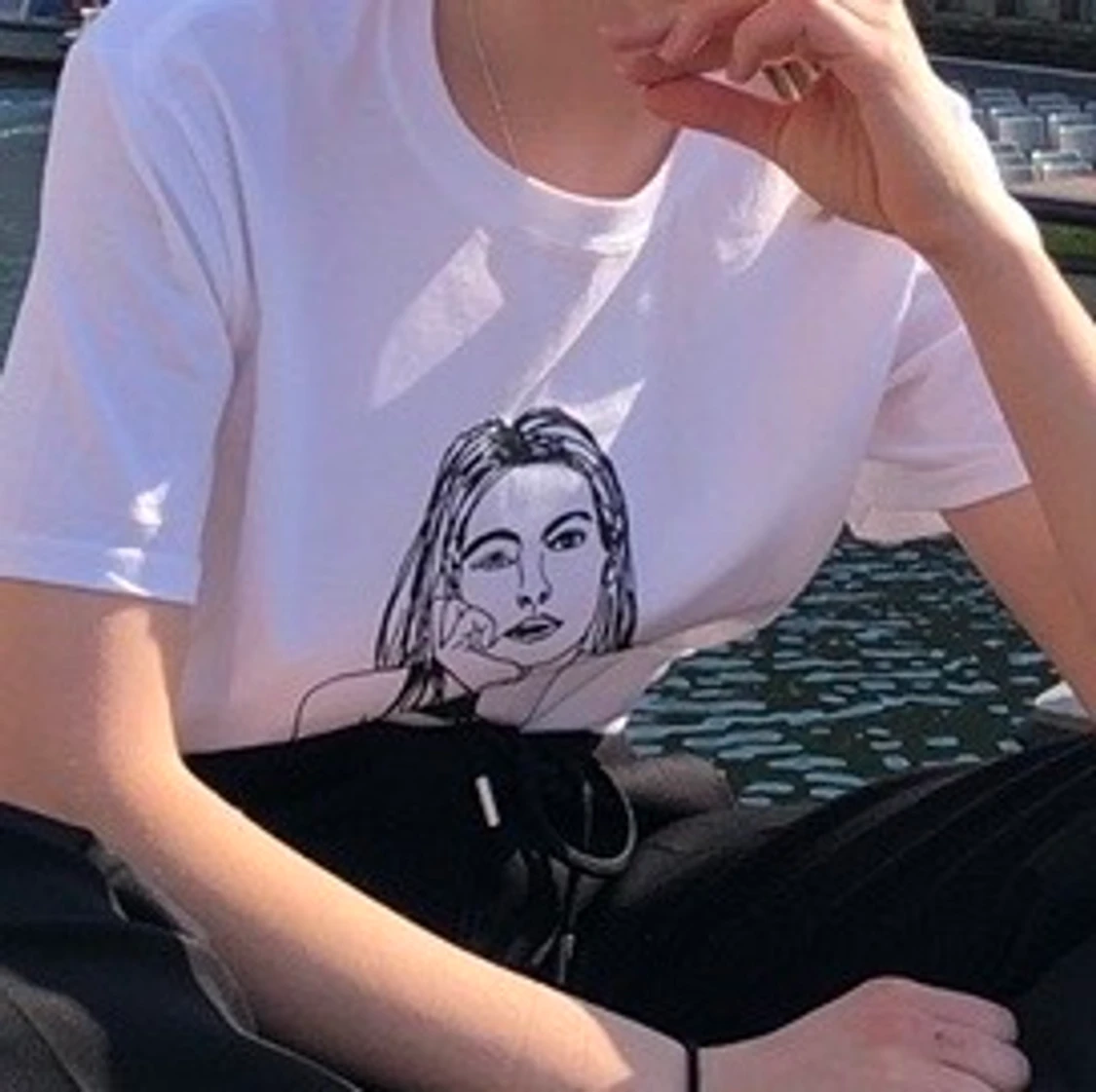 Topshop vit t-shirt med tryck i sammet - 91