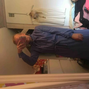  - Så fin vintageklänning i duvblå färg, bra skick!