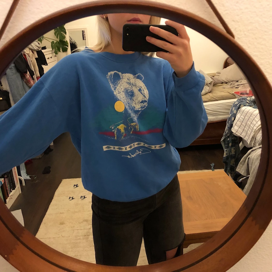 Blå retro collegetröja - 90