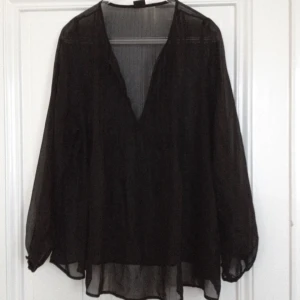  - Transparent svart blus med dekorativa tunna silvertrådar.  FRI FRAKT!